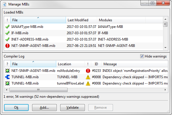 Add/Remove MIBs Dialog